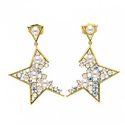 Star earrings with Swarovski® Crystals AB 3.8/2.5CM
