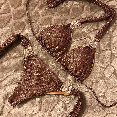 Bronze shimmer triangle bikini with Swarovski® Crystals