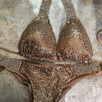 Gold sequin bikini with Swarovski® Crystals