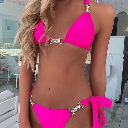 Neon pink bikini with Swarovski® Crystals
