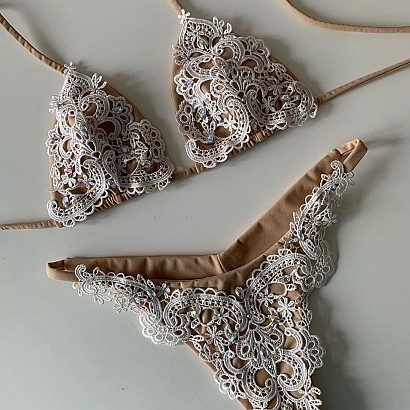 Lace bikini with Swarovski® Crystals AB