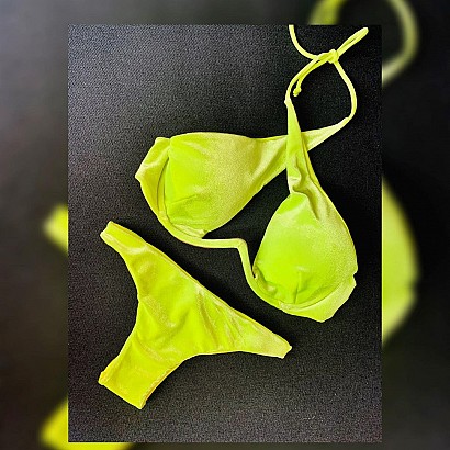 Neonowe usztywniane bikini z aksamitu
