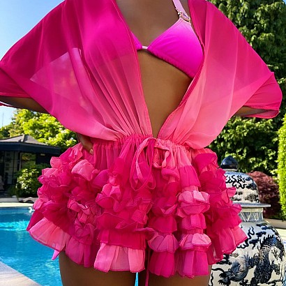 Pink ruffle beach dress